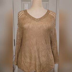 Cato Women's V-Neck Sweater in Tan